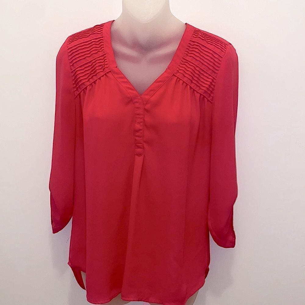 Signature Studio top shirt blouse melon lightweight pink size S Small